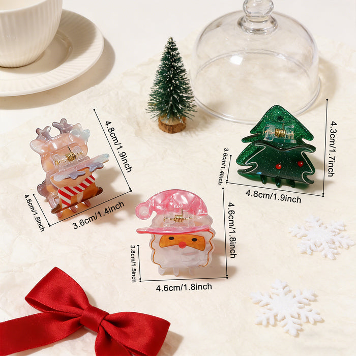 Wholesale Christmas PVC Claw Clips Cute Holiday Hair Accessories For Women Santa Tree Deer Motifs Chic Resale