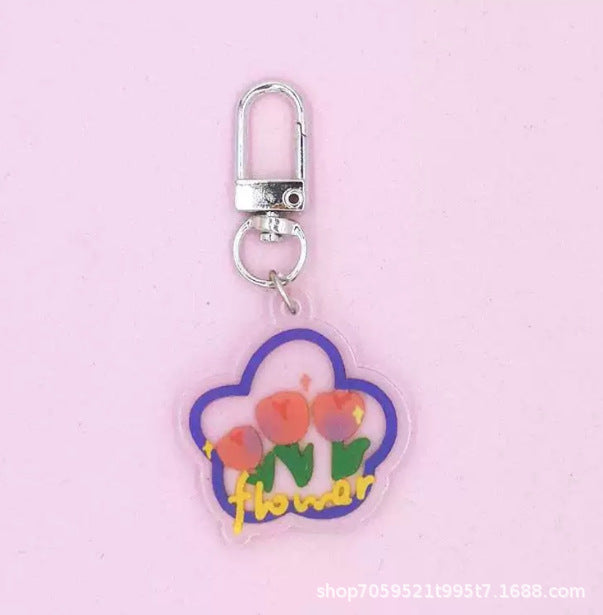 Wholesale Tulip Flower Fashion Personalized  Cute Keychain Decorative Small Pendant Card