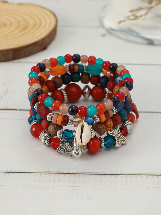 Wholesale Layered Turquoise Leaf Bracelet Set 4-Piece Fashion Jewelry Accessory MOQ≥2