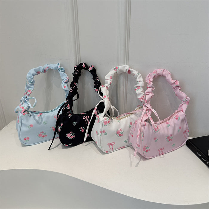 Wholesale Ruched Floral Underarm Shoulder Bag