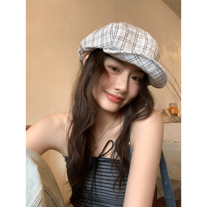 Wholesale Plaid beret versatile painter's hat