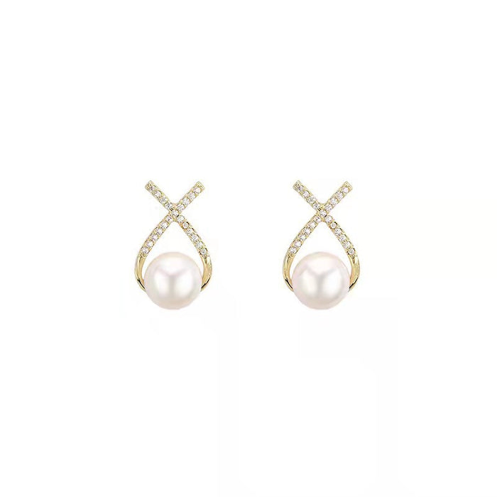 Wholesale Silver needle pearl earrings, simple new style, high-end temperament, earrings, light luxury earrings