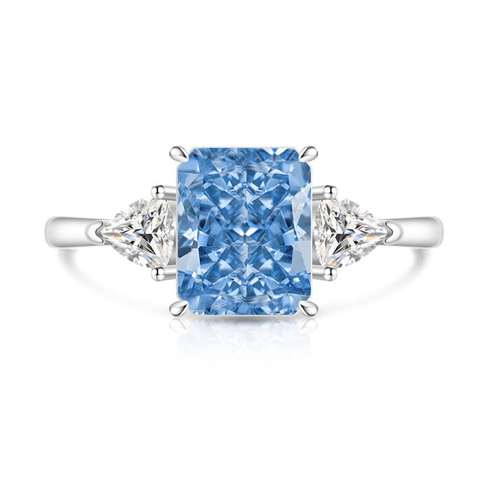 Wholesale Ice Flower Cut Square Ring Copper Real Gold Plating High Carbon Diamond Look Jewelry Accessory for Resale