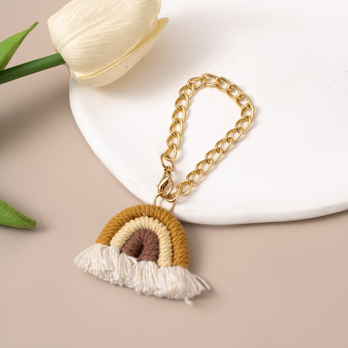 Wholesale Rainbow pendant, handmade cotton thread woven bag, car hanging accessory, specially designed for keys