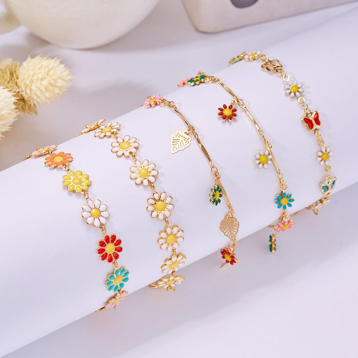 Wholesale Colored diamond heart-shaped chain bracelet