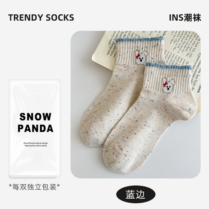 Wholesale Socks thin mesh breathable bow embroidered short tube socks boneless socks