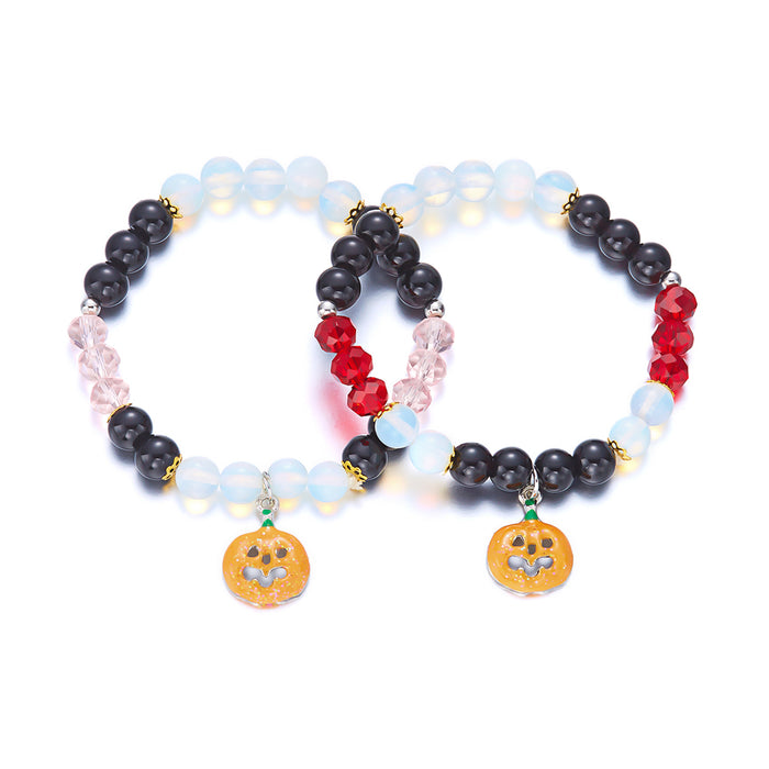 Wholesale  pumpkin head ghost bracelet mixed color beaded bracelet dark style  couple bracelet