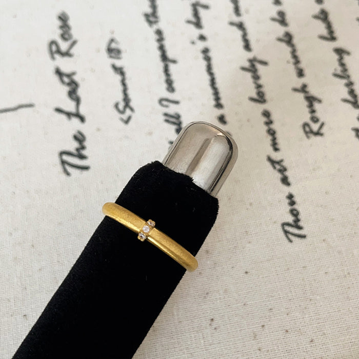 Wholesale Matte Metal and Zircon Ring