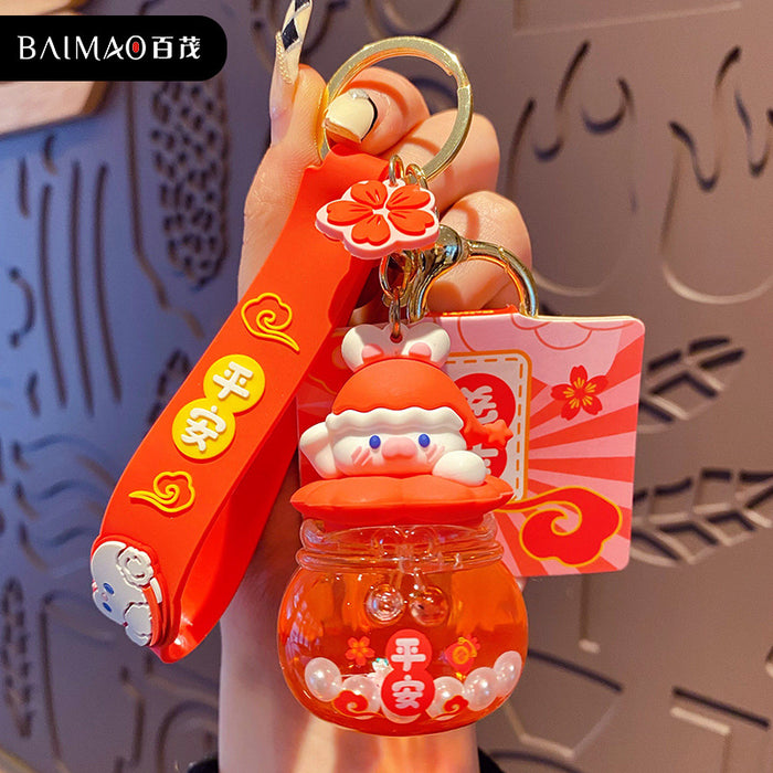 Wholesale Oil in Keychain Trendy Exquisite Drifting Bottle Couple Keychain Pendant