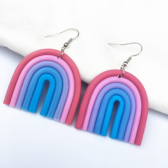 Wholesale U-shaped Rainbow Color Polymer Clay Earrings JDC-ES-TengC002