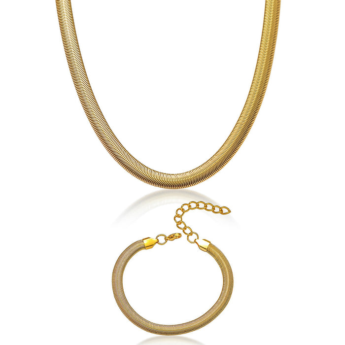 Wholesale  Titanium steel necklace women's  flat snake bone chain necklace simple bracelet suit clavicle chain jewelry