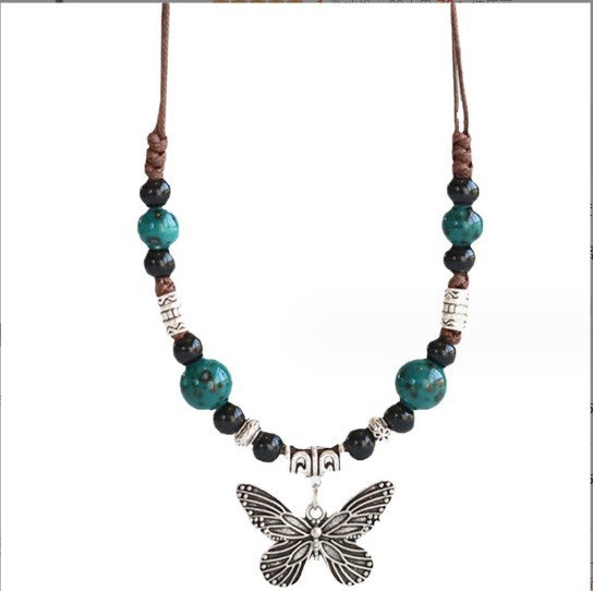 Wholesale Long sweater chain women's pendant retro butterfly necklace