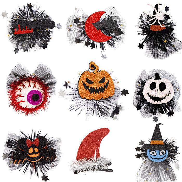 Wholesale Halloween Party Hairpin Headwear Adult Children Ghost Festival Ghost Pumpkin Ghost Mesh Side Clip Hairpin