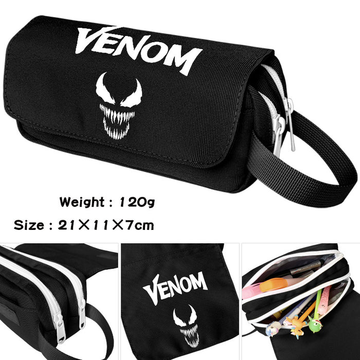 Wholesale Cartoon Canvas Pencil Case Double Layer Large Capacity Waterproof With Handle For Students