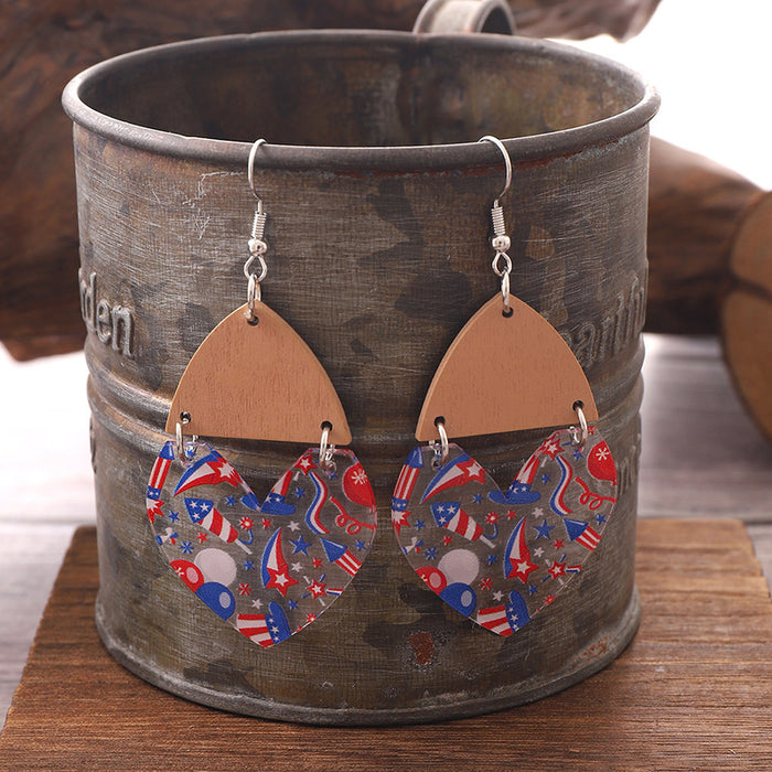 Wholesale Star earrings with striped heart-shaped acrylic patchwork earrings and earrings