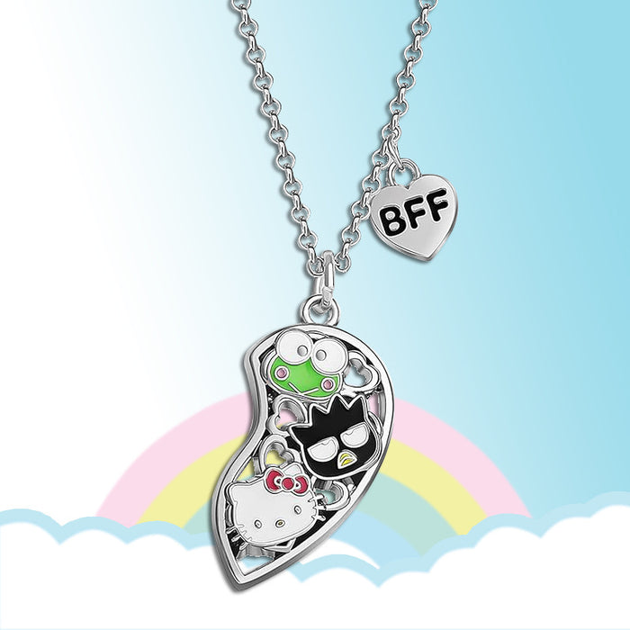 Wholesale Cartoon Cute Hello Kitt Necklace Hello Kitty A Pair of Heart-shaped Pendants BFF Good Friend Set Necklace JDC-NE-BS002