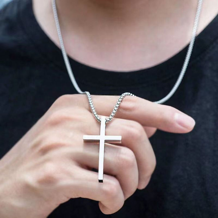 Wholesale New Titanium Cross Necklace Versatile Stainless Steel Cross Pendant Sweater Chain Accessory