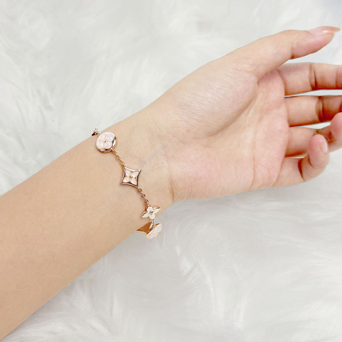 Wholesale Thickly plated 18k rose gold clover and mother-of-pearl bracelet