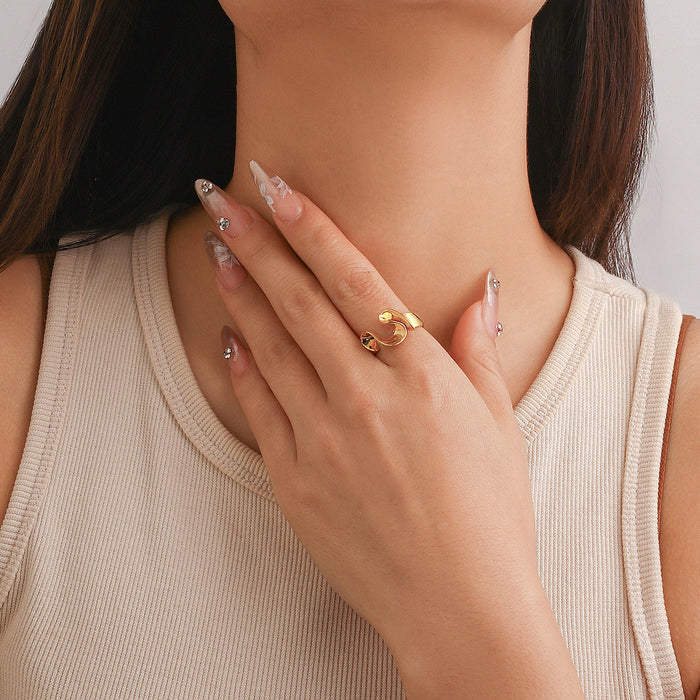 Wholesale Jewelry Round Irregular Curved Ring Smooth Plain Ring