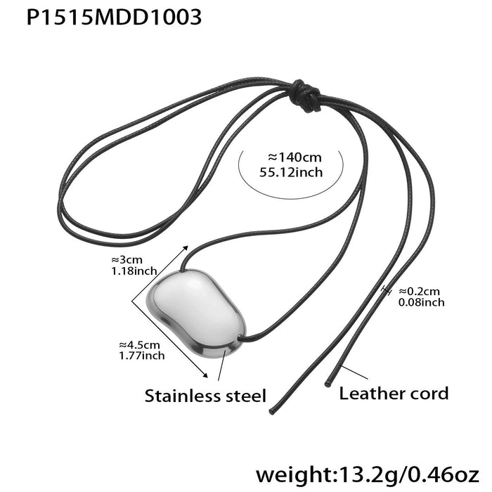 Wholesale Heart-shaped leather cord long irregular geometric pendant sweater chain niche stainless steel necklace