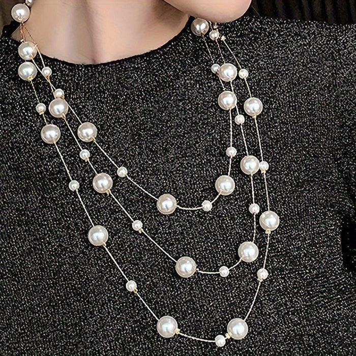 Wholesale New Long Multi-layer Pearl Necklace Sweater Chain Light Luxury Niche Design High-end Autumn and Winter Accessories JDC-NE-DX003