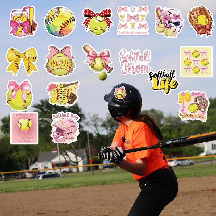 Wholesale 50pcs Pink Bow Softball Cute Inspirational Stickers