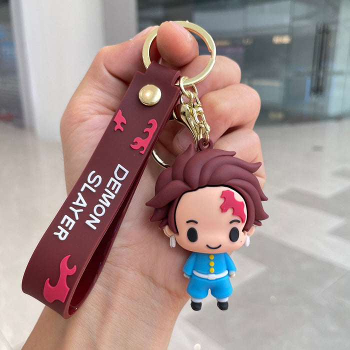 Wholesale Q-version keychain, backpack pendant, soft rubber figurine, car keychain, student gift
