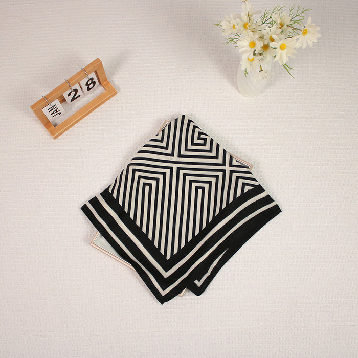 Wholesale Cotton and Linen Hand Feel Small Square Scarves Small Fragrant Style Striped Small Scarves Fashionable Women's Headscarves JDC-SS-MC004