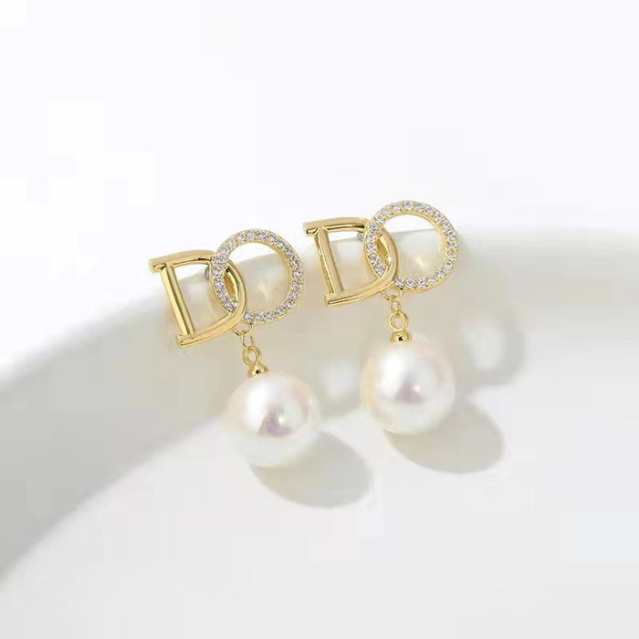 Wholesale Diamond Letter Beads Alloy Earrings JDC-ES-Chengx010