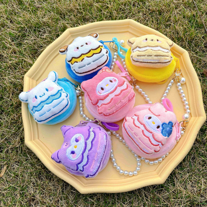 Wholesale Plush Anime Cartoon Round Coin Purse with Bead Chain