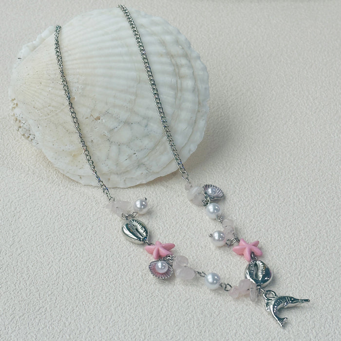 Wholesale Candy Color Shell Beaded Necklace Women Summer Necklace Chain