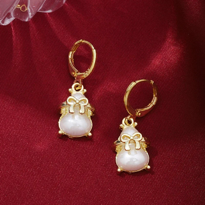 Wholesale Baroque Pearl  Rabbit Peanut Gourd Bow Fortune Bag Pendant Earrings