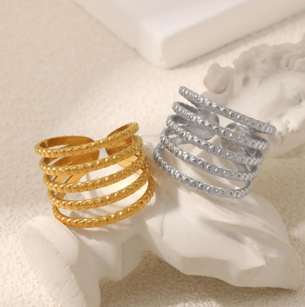 Wholesale Luxury and sophisticated irregular geometric stainless steel ring