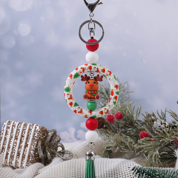 Wholesale Silicone Santa Christmas Keychain Charm Fashion Accessory Gift for Party MOQ≥2