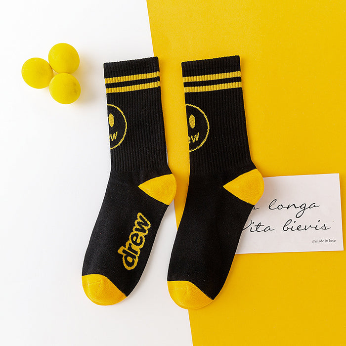 Wholesale Smiley Face Graffiti Letters Cotton Socks JDC-SK-JiaY008