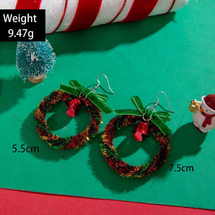 Wholesale Christmas tree bow color earrings women' s personality bell Christmas innovative series earrings