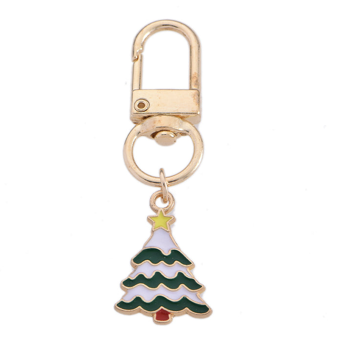 Wholesale Christmas Keychain Christmas Tree Series Keychain Alloy Oil Dripping Decorative Chain Bag Pendant