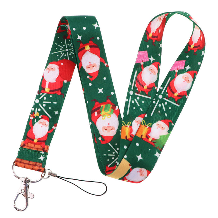 Wholesale 3 pcs  Double-sided printed polyester long rope webbing hard case protective case keychain