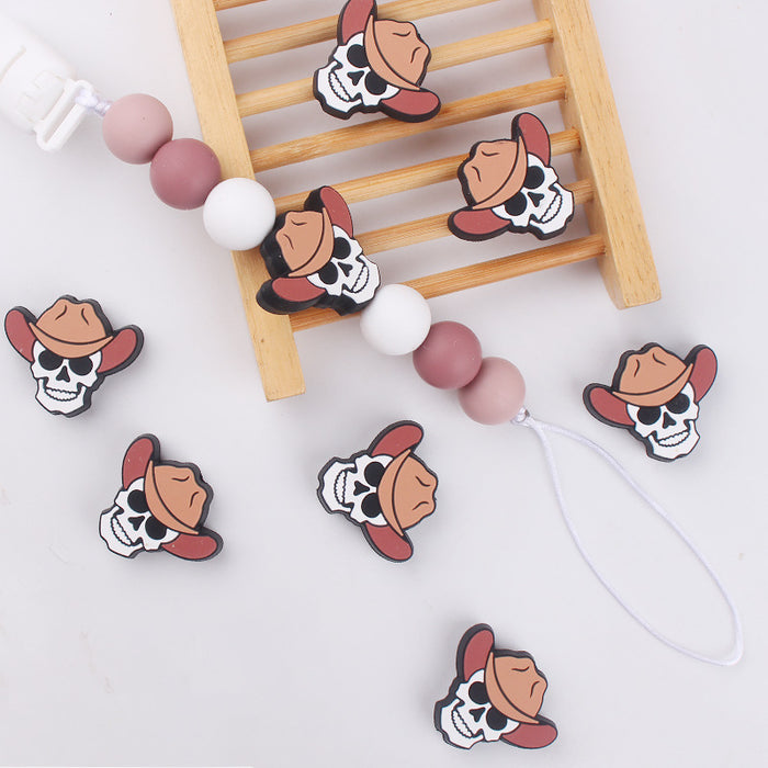 Wholesale Cartoon Straw Hat Skull Silicone Focal Beads JDC-BDS-GuangTian015