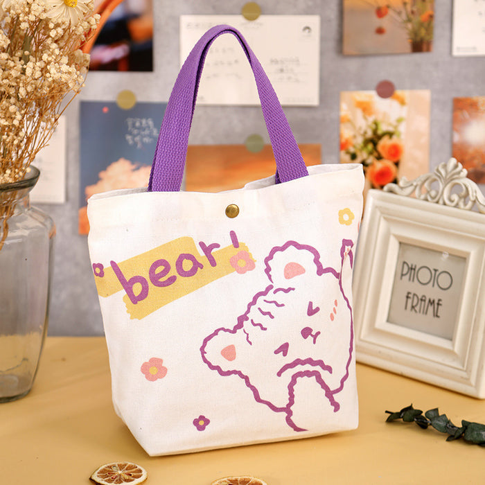 Wholesale Cartoon Hand Carrying Shopping Canvas Bag Children's Birthday Bag Accompanying Gift Bag Student Mini Handbag Set Printing