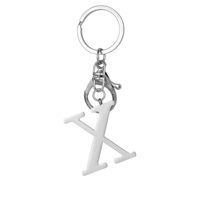 Wholesale Stainless Steel  Letter Key Chain Titanium Steel Keychain Initial Letter Modern Simple Backpack Pendant