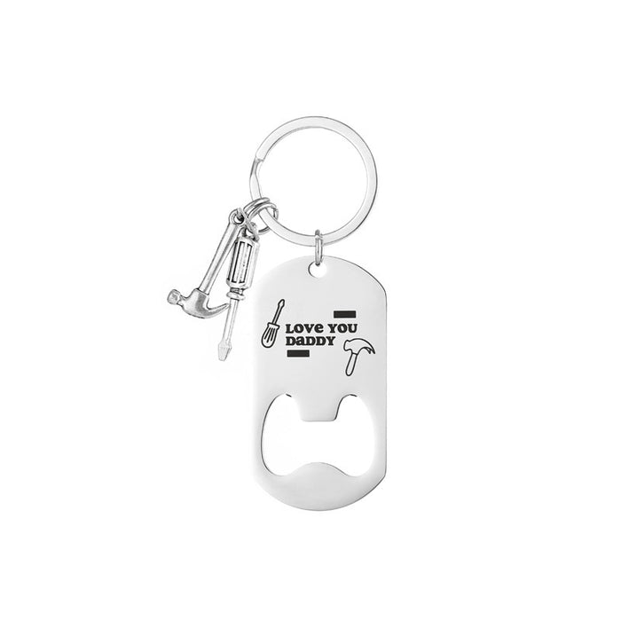 Wholesale New beer bottle opener stainless steel keychain with engraved DIY pendant