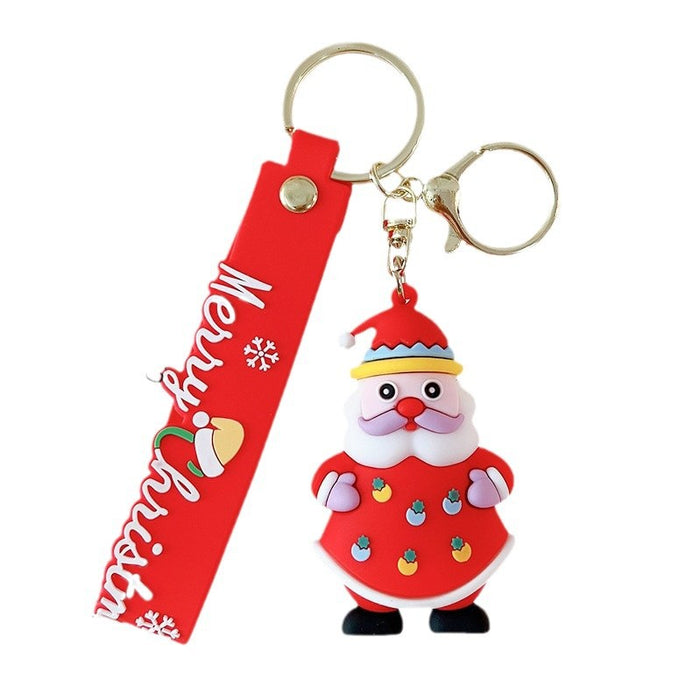 Wholesale Santa Snowman Keychain Car Bag Christmas Snowman Keychain Doll Machine Pendant Small Gift