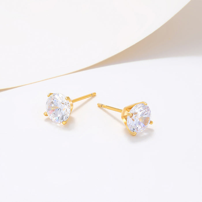 Wholesale Four-claw Round Zircon Earrings Simple Earrings for Women JDC-ES-XP016