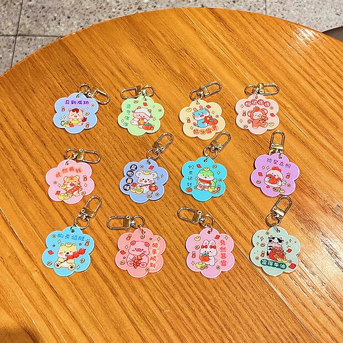 Wholesale Original Acrylic Text Card Keychain Cute Cartoon Snake Year Mascot Bag Pendant