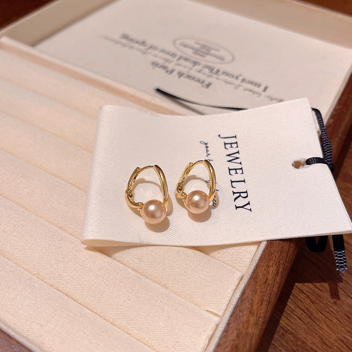 Wholesale Simple Champagne Pearl Ear Buckle Earring