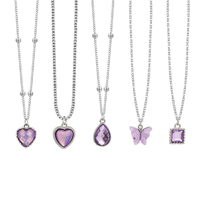 Wholesale Butterfly Heart with Diamond Accents and Drop Shape Pendant Necklace