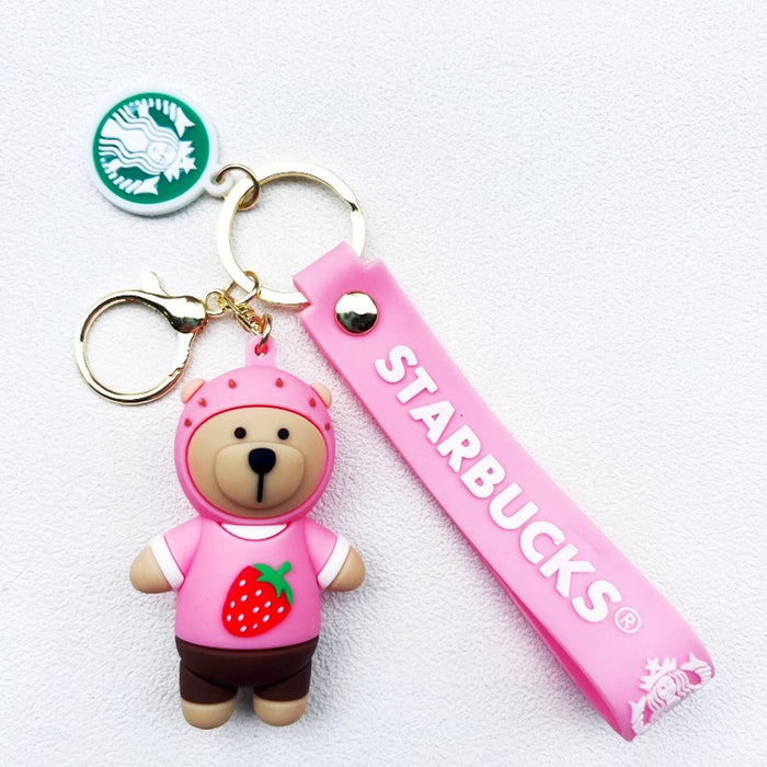 Wholesale Soft rubber cute bear cartoon keychains