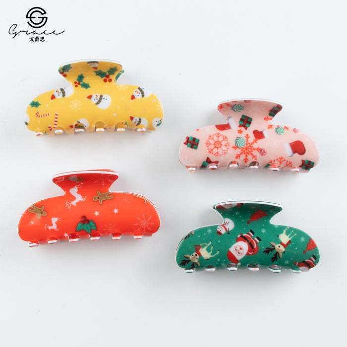 Wholesale Christmas Bear-Shaped Cookie Hair Clip Cute Claw Clip  Cane Gift Claw Clip Holiday Hair Accessory
