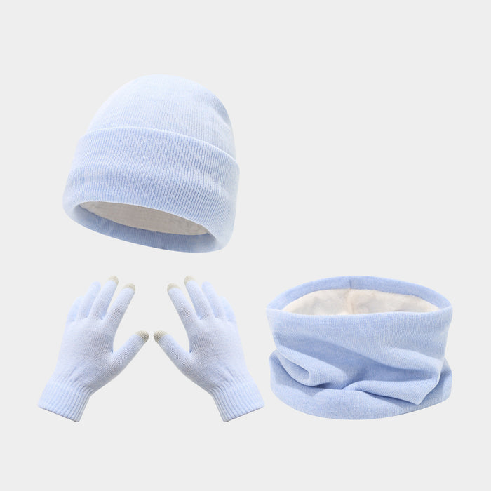 Wholesale Winter Outdoor Cycling Skiing Warm Solid Color Knit Hat Set